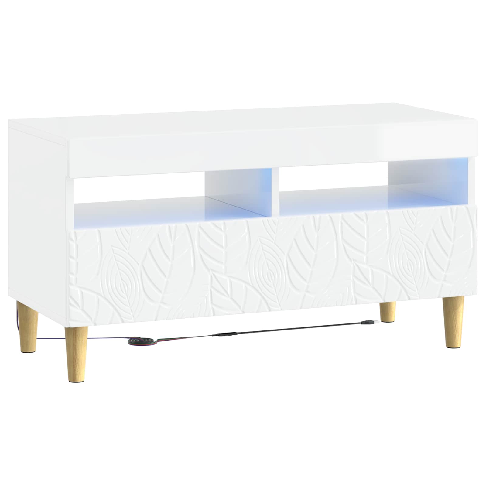 5 osan LED TV-kaappi Korkeakiiltoinen valkoinen Tekninen puu - Image 3