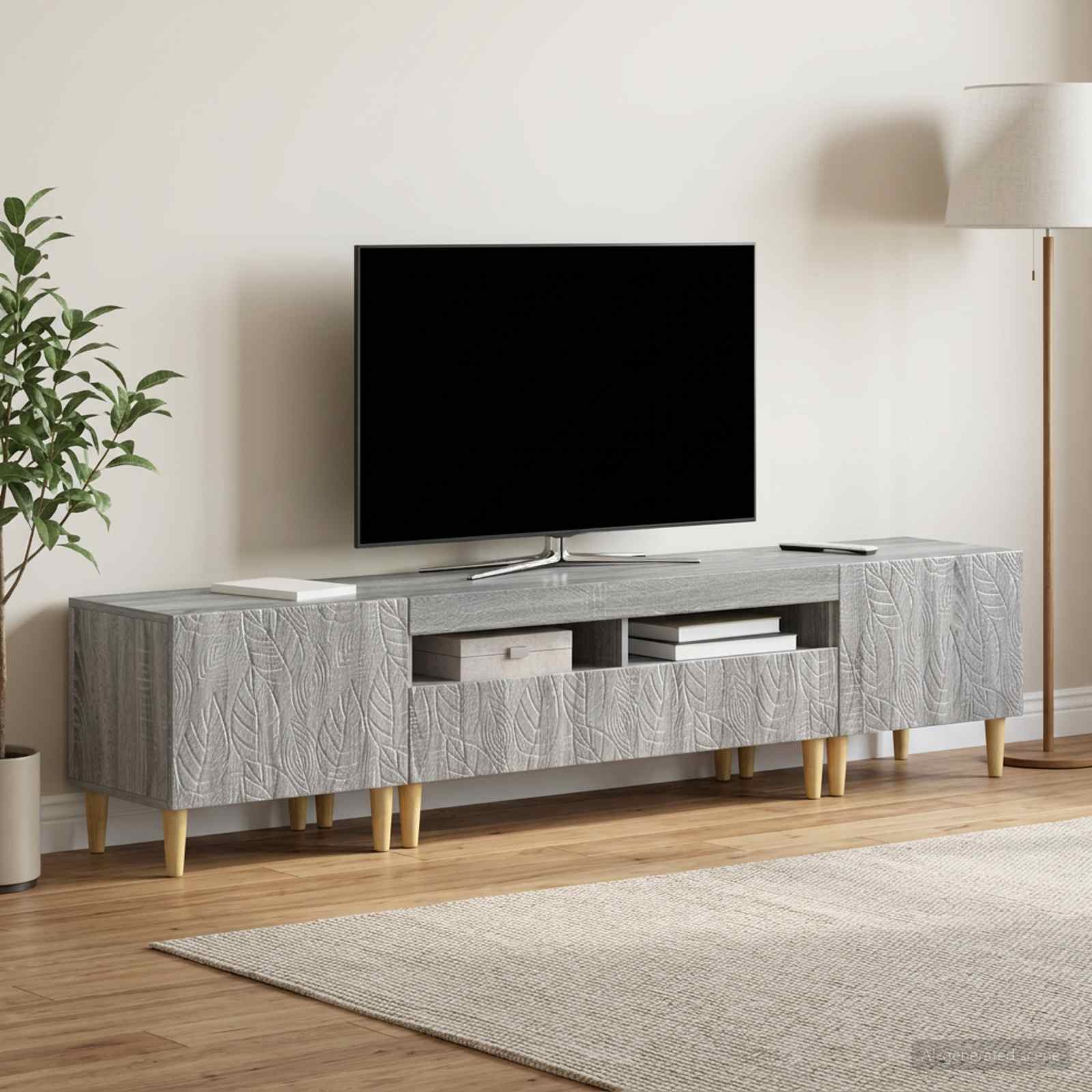 3-osainen LED-TV-kaappi DELFT Harmaa Sonoma Tekninen puu