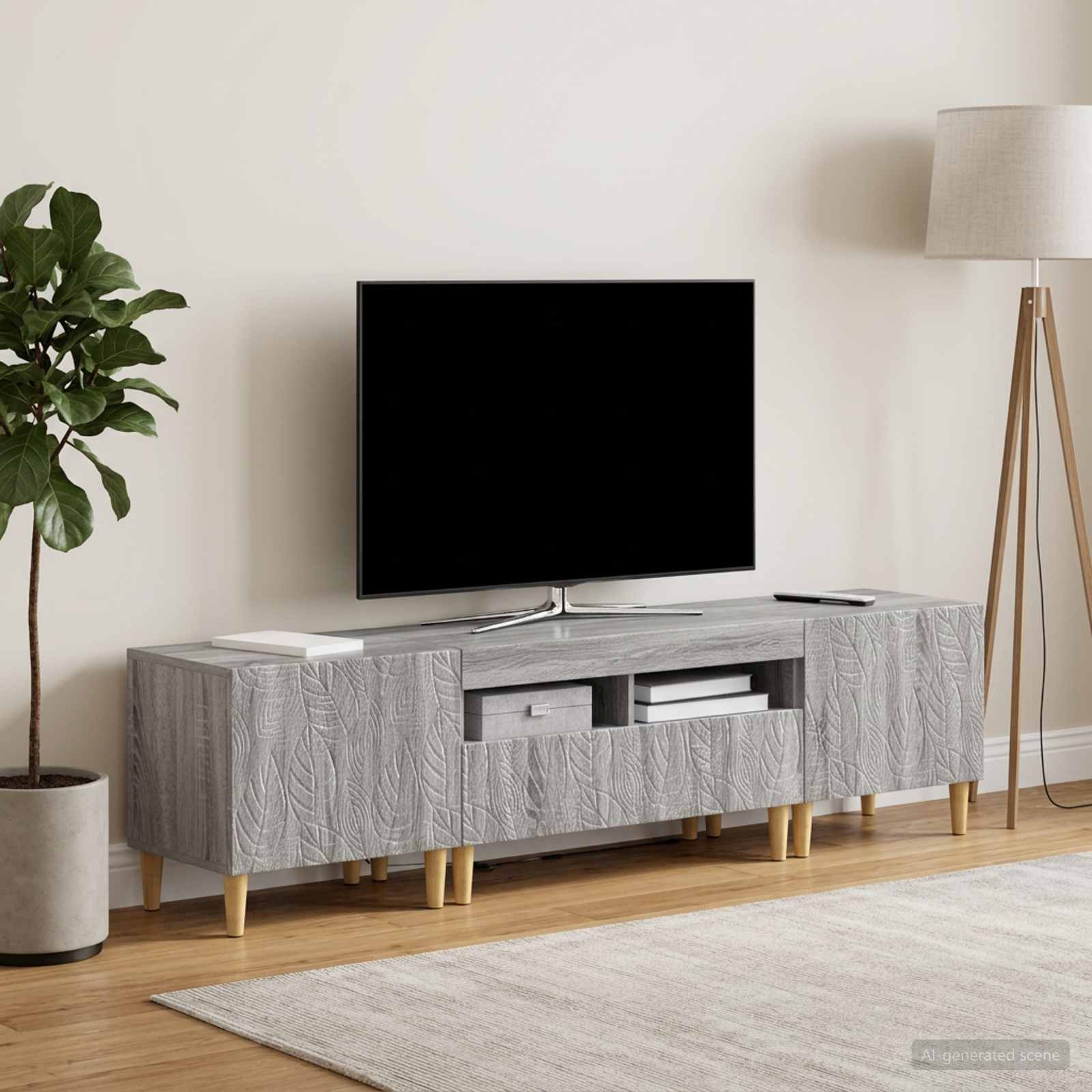 3-osainen LED-TV-kaappi DELFT Harmaa Sonoma Tekninen puu