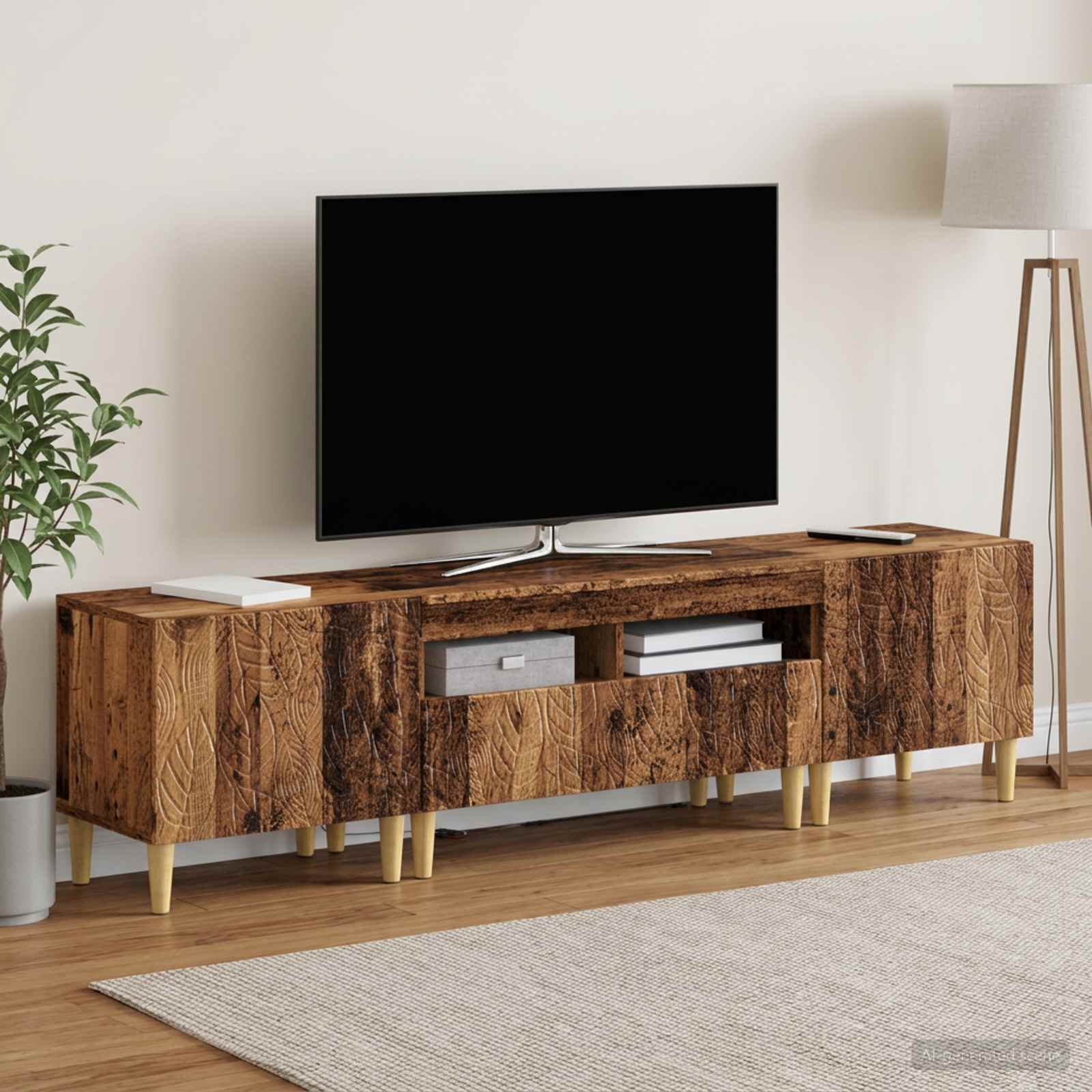3-osainen LED-TV-kaappi DELFT Vanha puu Tekninen puu