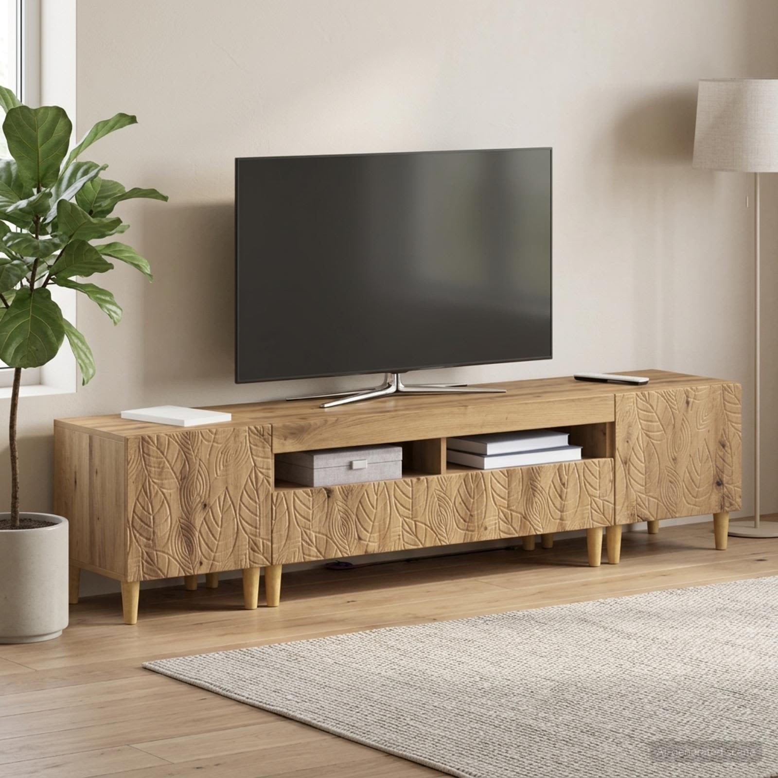 3-osainen LED-TV-kaappi DELFT Artisaanitammi Tekninen puu