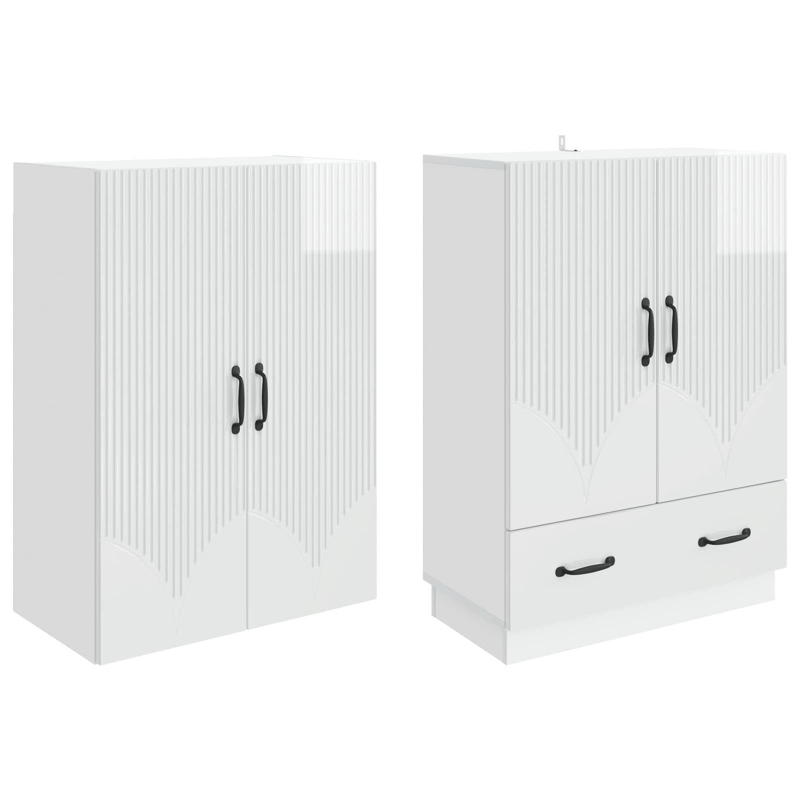 Комплект шкафове 2 pcs Бял гланц Инженерна дървесина – изображение 3
