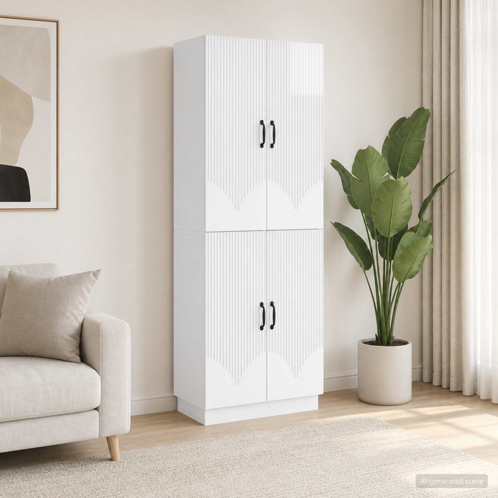 Kastenset 2 pcs Hoogglans Wit Bewerkt hout