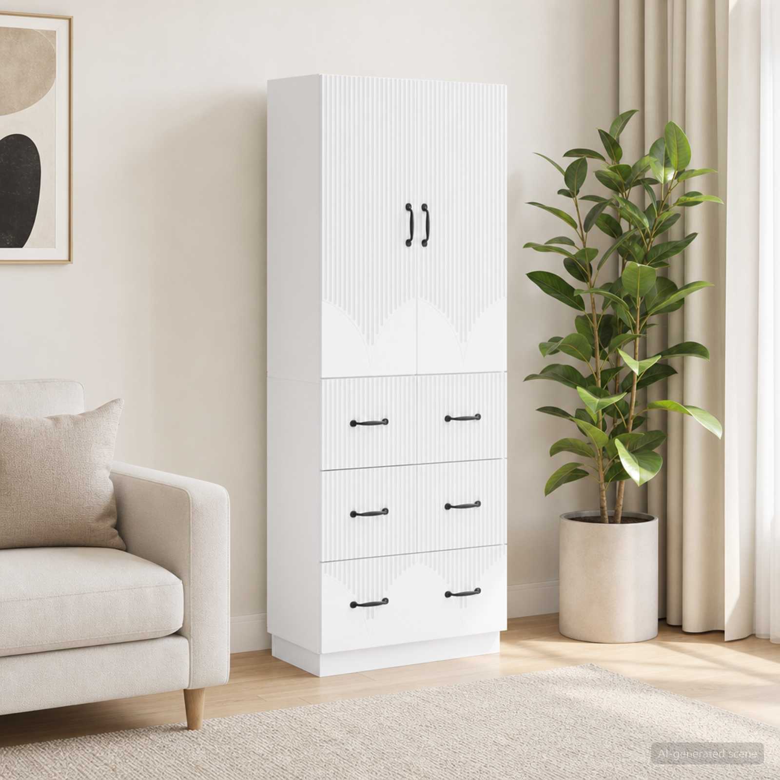 vidaXL Kaappisarja 2 kpl 66 x 34,5 x 87 cm Tekninen puu valkoinen