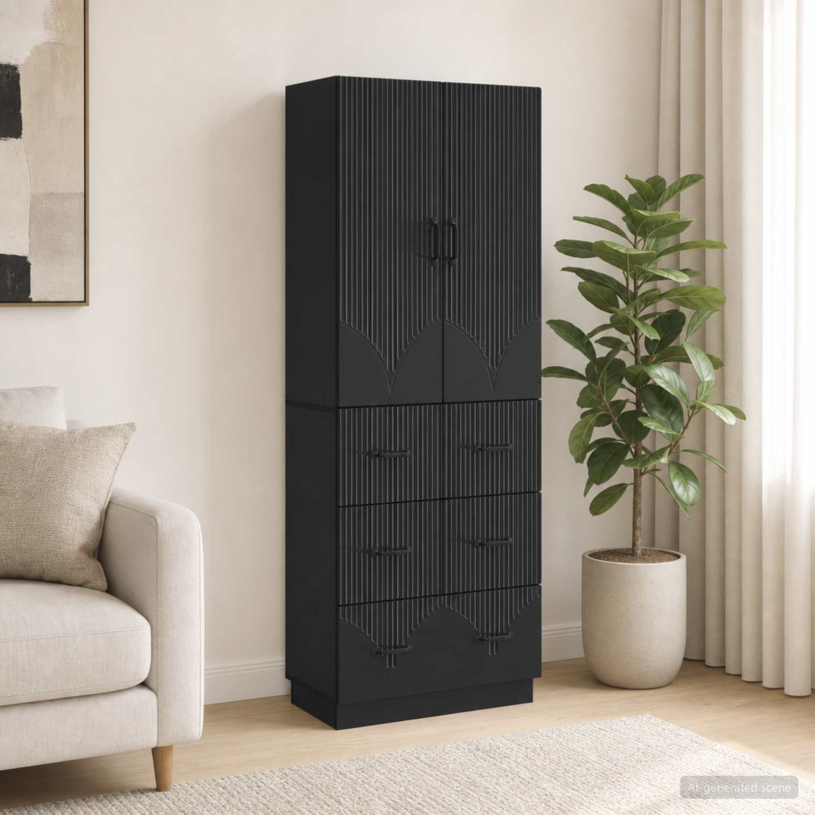 Kaappisarja 2 pcs Musta 66 x 34,5 x 87 cm Tekninen puu