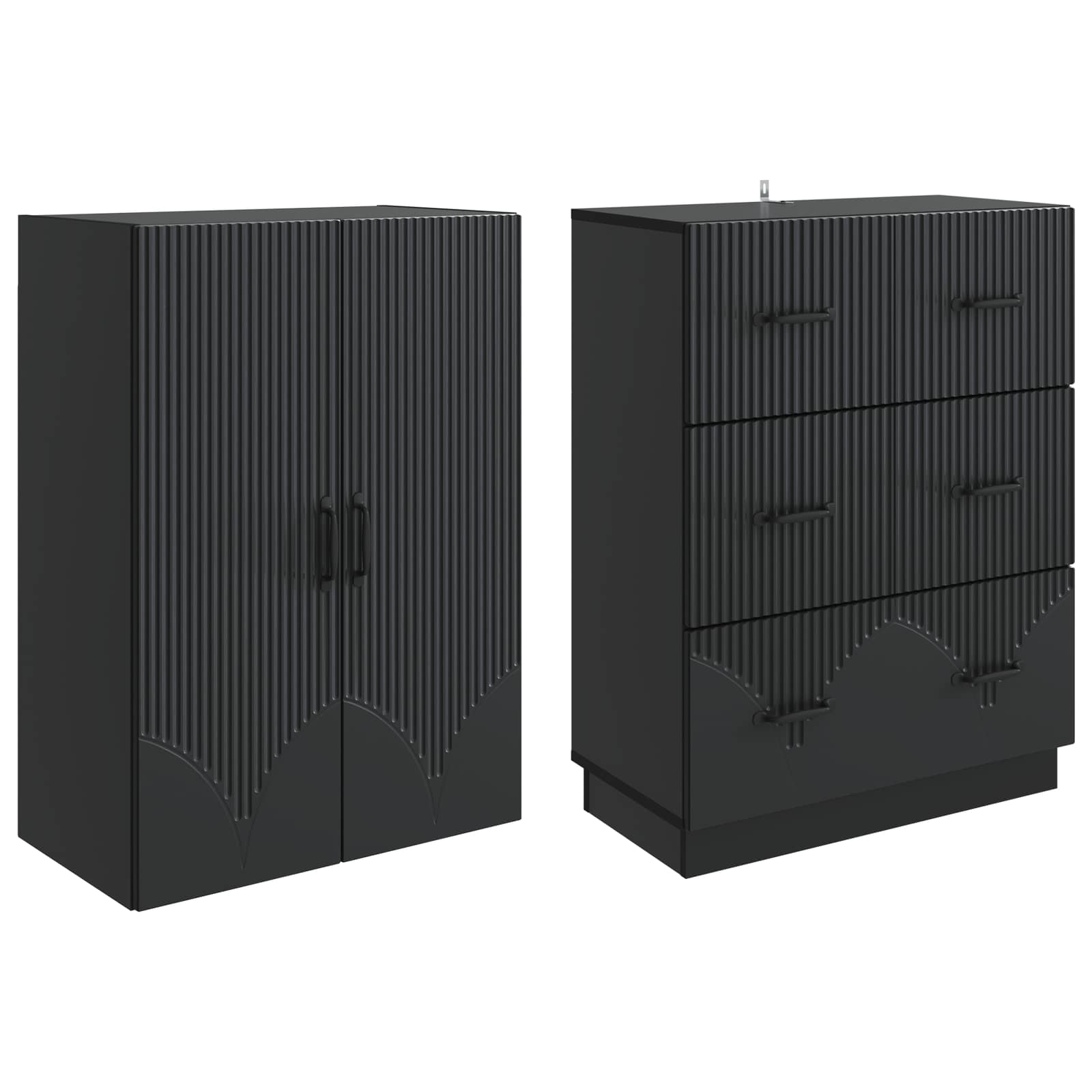 Kaappisarja 2 pcs Musta 66 x 34,5 x 87 cm Tekninen puu - Image 3