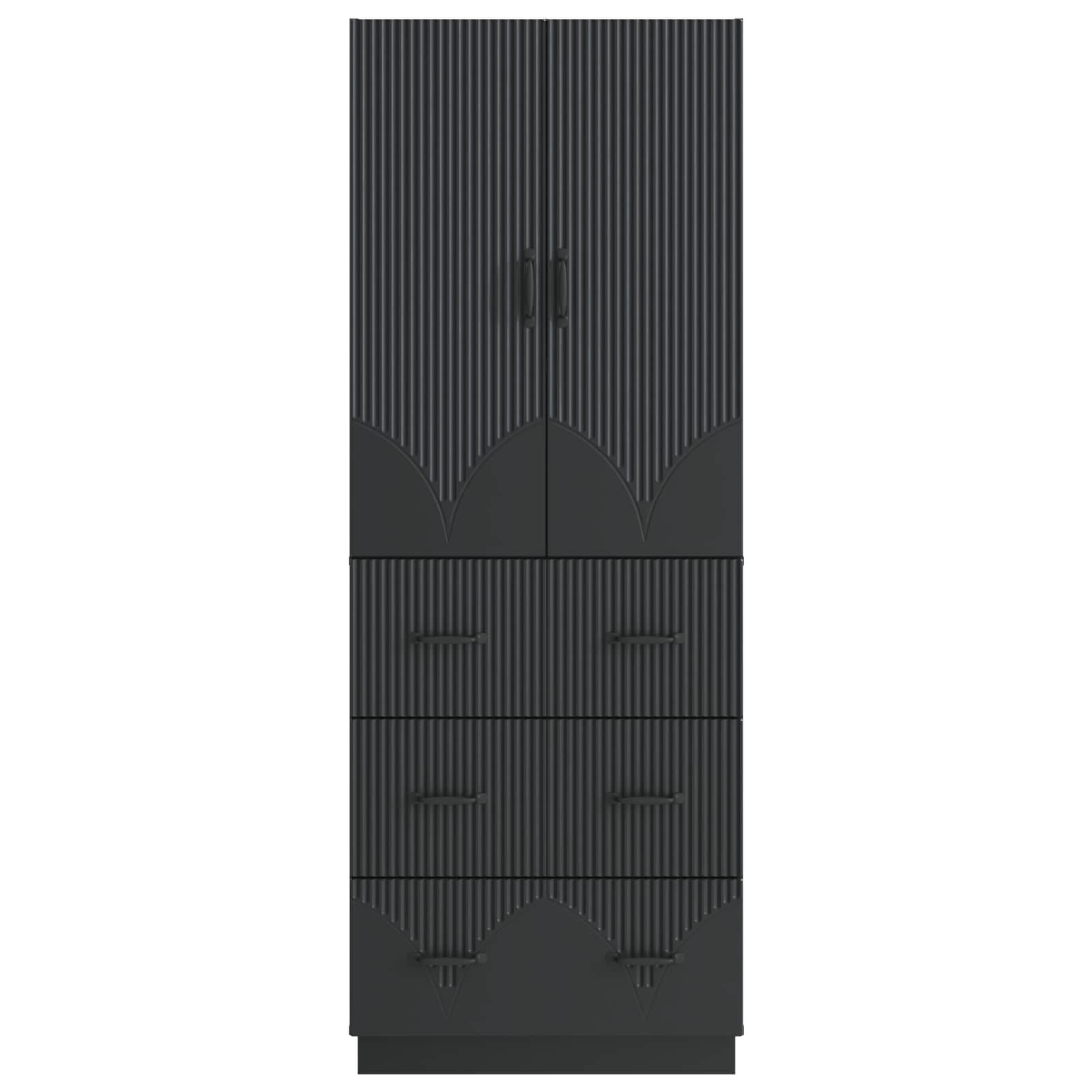 Kaappisarja 2 pcs Musta 66 x 34,5 x 87 cm Tekninen puu - Image 4