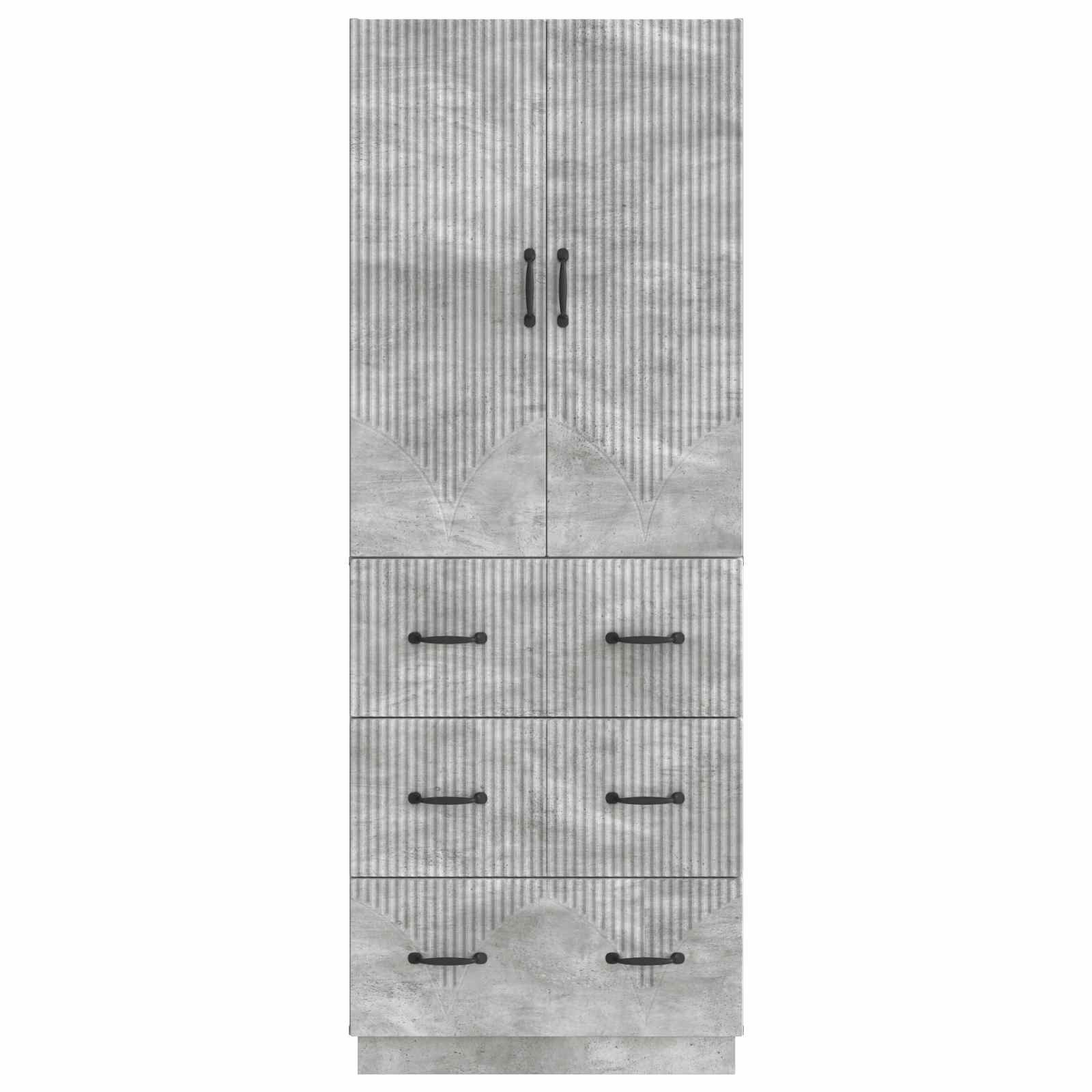 Kaappisarja 2 pcs Betoninharmaa 66 x 34,5 x 87 cm Tekninen puu - Image 4