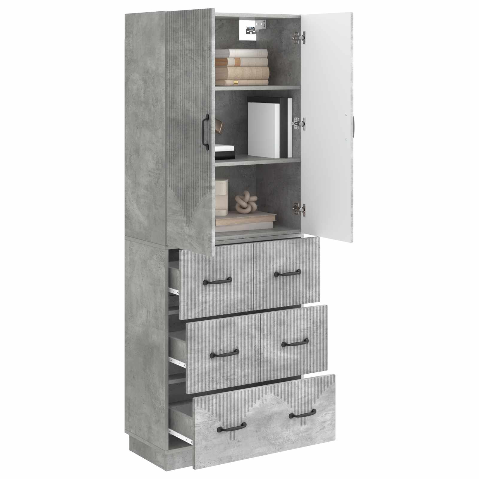 Kaappisarja 2 pcs Betoninharmaa 66 x 34,5 x 87 cm Tekninen puu - Image 2