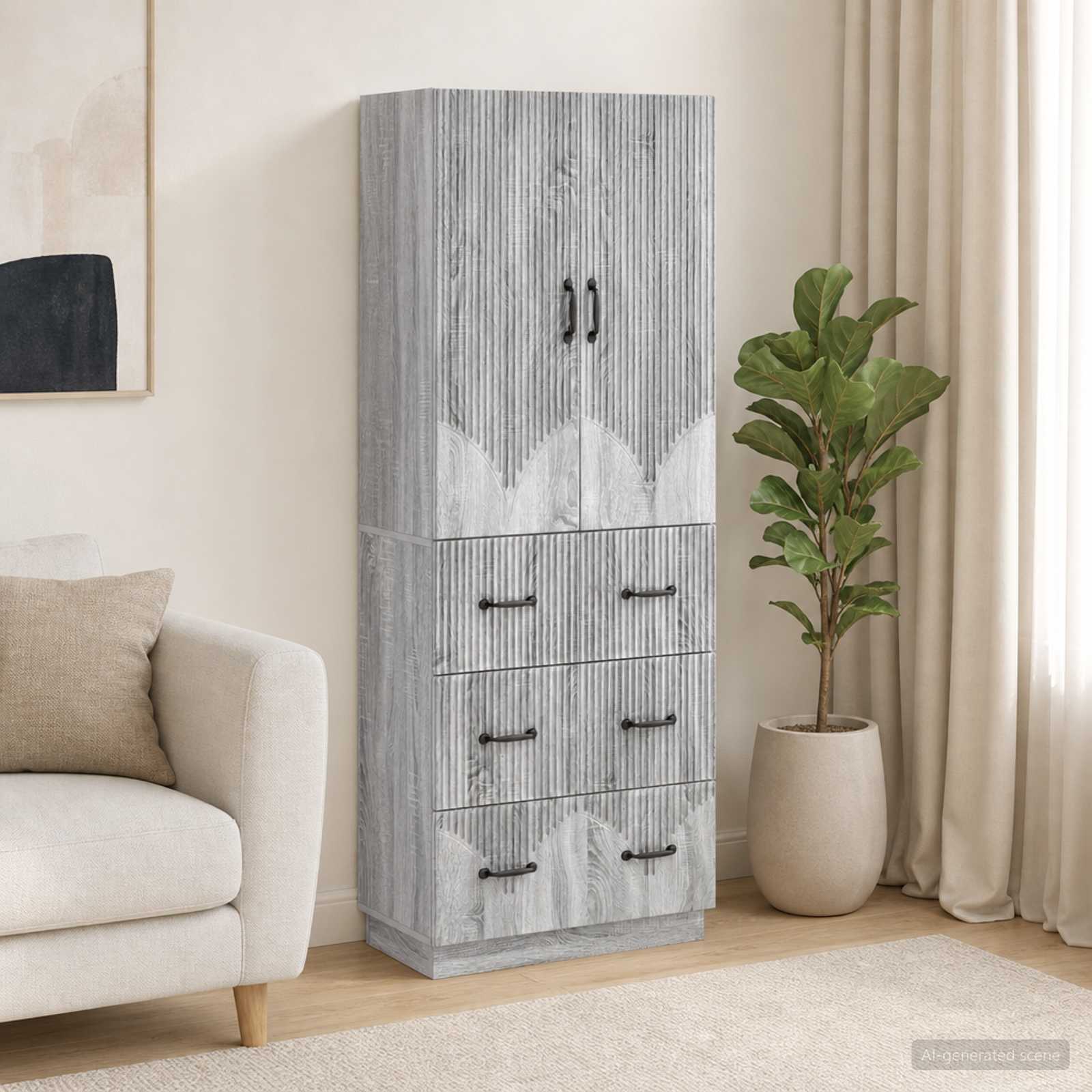 Kaappisarja 2 pcs Harmaa Sonoma 66 x 34,5 x 87 cm Tekninen puu