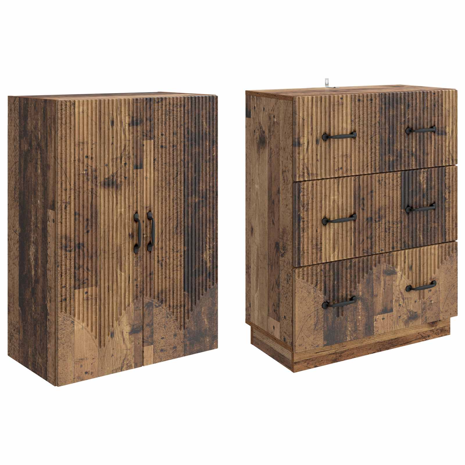 Kaappisarja 2 pcs Vanha puu 66 x 34,5 x 87 cm Tekninen puu - Image 3