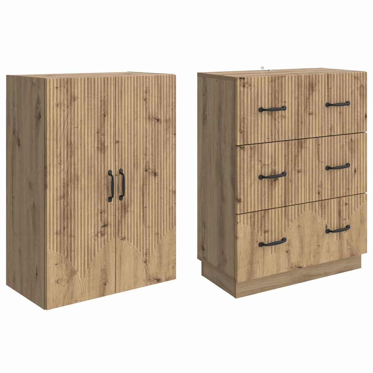 Skab Sæt 2 stk. 66 x 34,5 x 87 cm Konstrueret træ - Billede 4