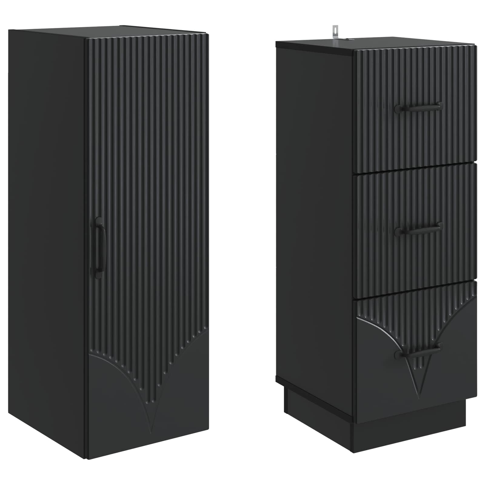 Kaappisarja 2 pcs Musta 33 x 34,5 x 87 cm Tekninen puu - Image 3