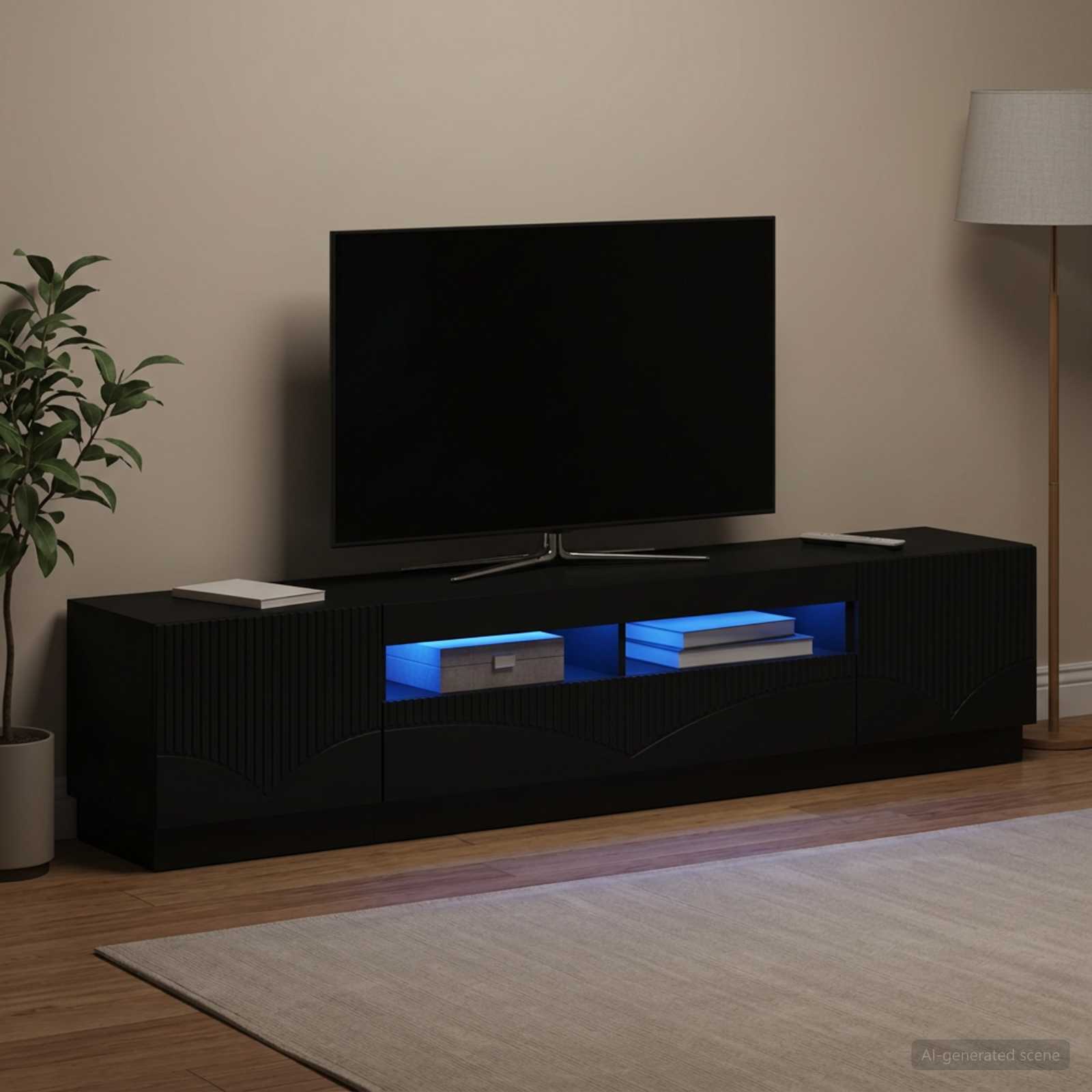 5-delna LED TV omarica Črna Inženirski les