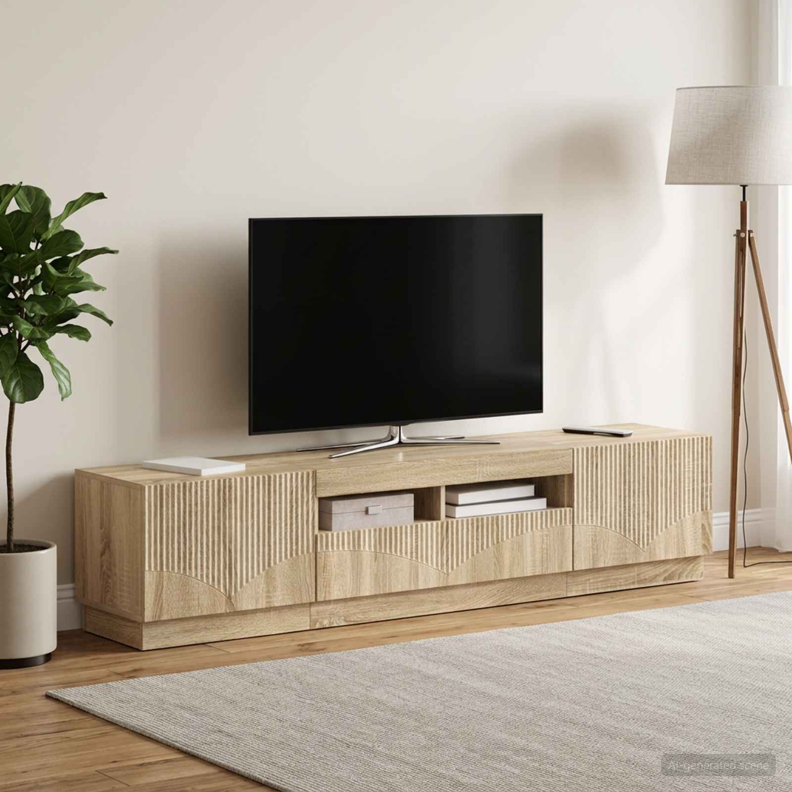 3-osainen LED-TV-kaappi HOORN 3 kpl Sonoma-tammi Tekninen puu