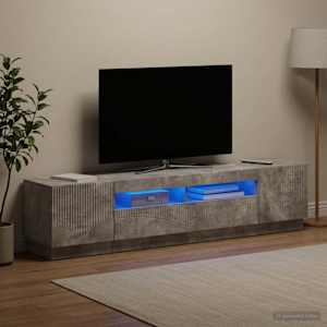 5-delna LED TV omarica Betonsko siva Inženirski les