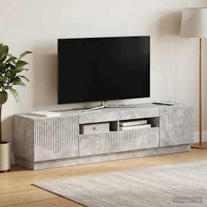 5-delna LED TV omarica Betonsko siva Inženirski les