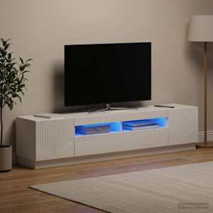 5-delna LED TV omarica Bela visok sijaj Inženirski les