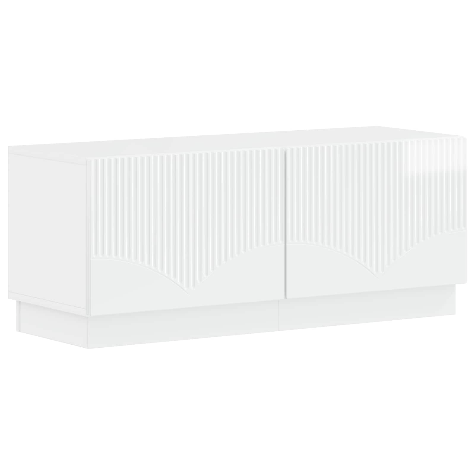 5 osan LED TV-kaappi Korkeakiiltoinen valkoinen Tekninen puu - Image 2