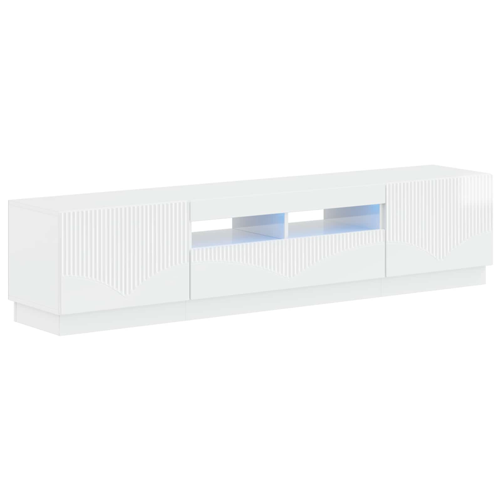 5 osan LED TV-kaappi Korkeakiiltoinen valkoinen Tekninen puu