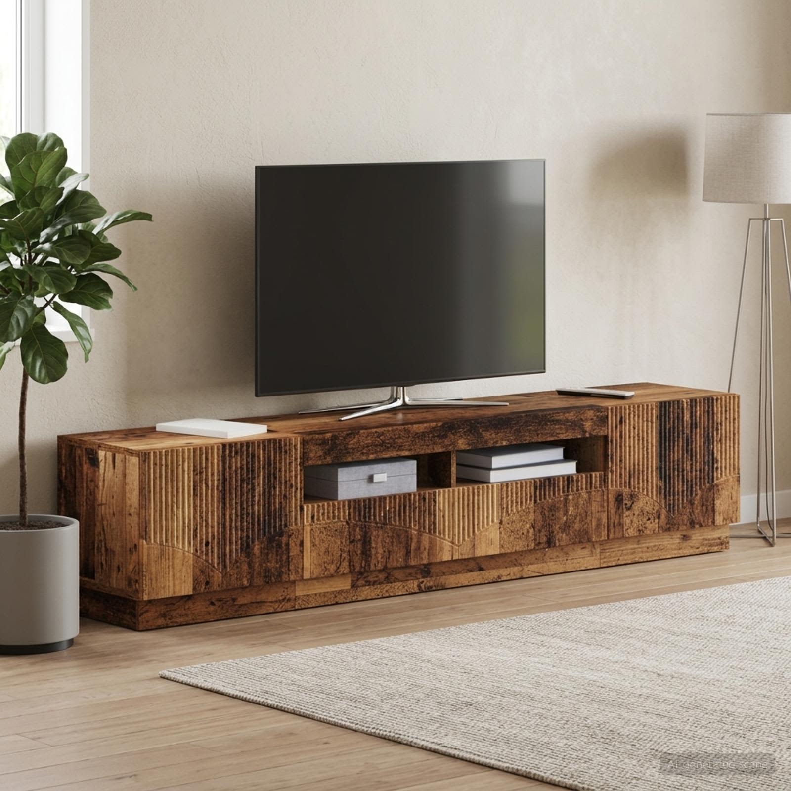 3-osainen LED-TV-kaappi HOORN 3 kpl Vanha puu Tekninen puu - Image 3