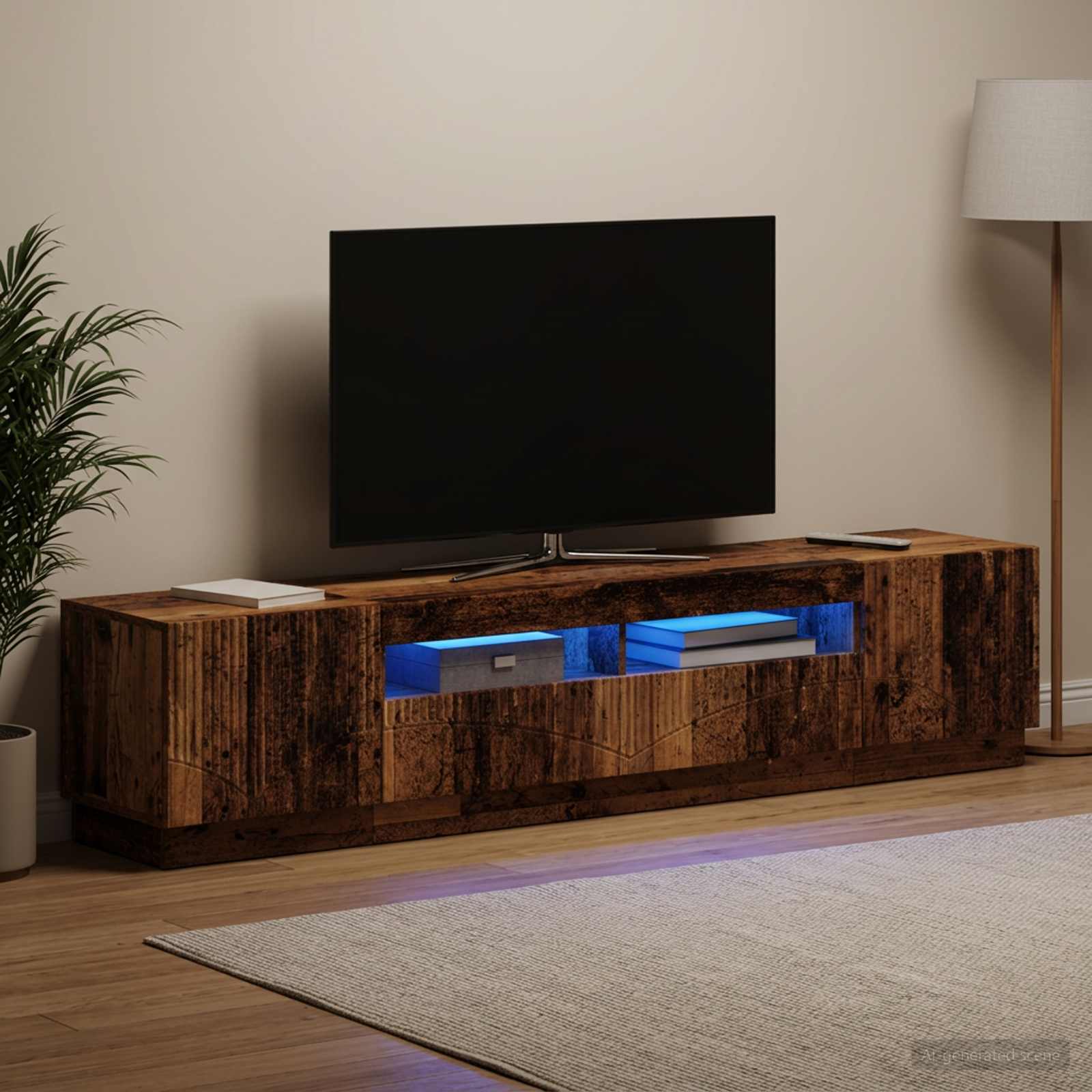 3-osainen LED-TV-kaappi HOORN 3 kpl Vanha puu Tekninen puu