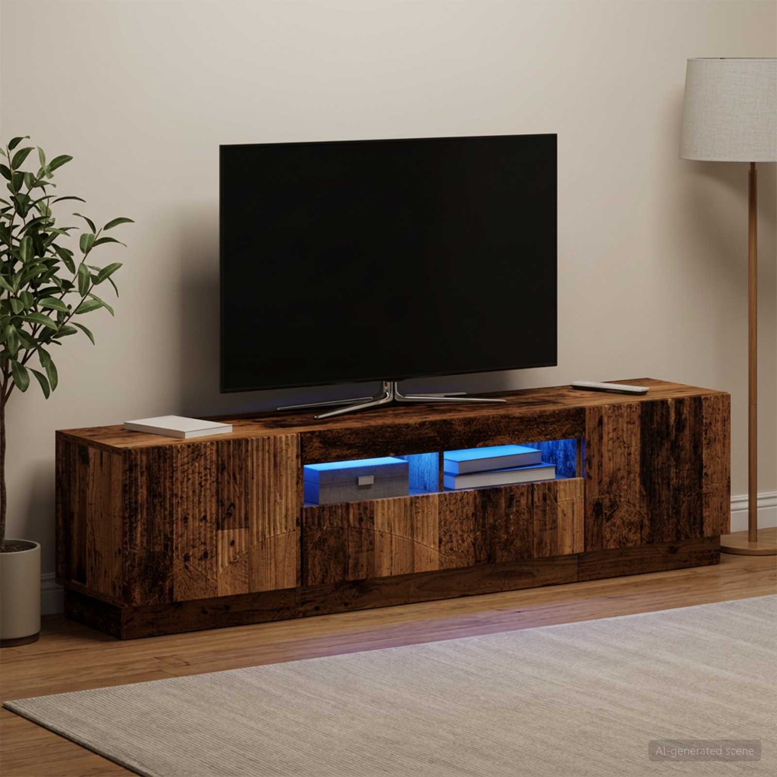 3-osainen LED-TV-kaappi HOORN 3 kpl Vanha puu Tekninen puu