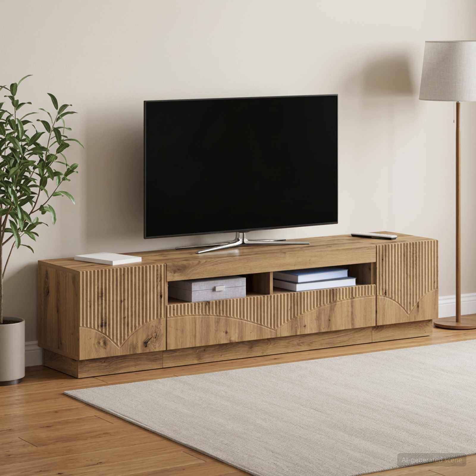 3-osainen LED-TV-kaappi HOORN 3 kpl Artisaanitammi Tekninen puu