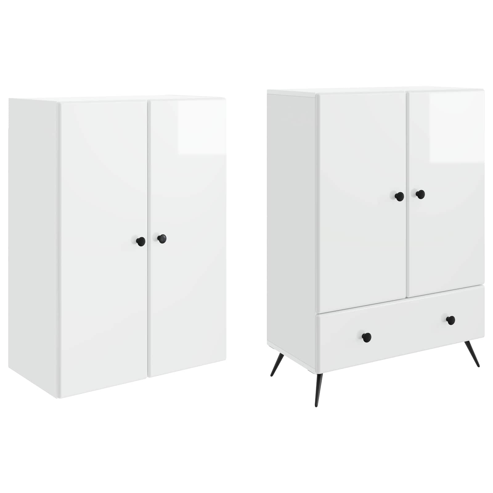 Комплект шкафове 2 pcs Бял гланц Инженерна дървесина – изображение 3