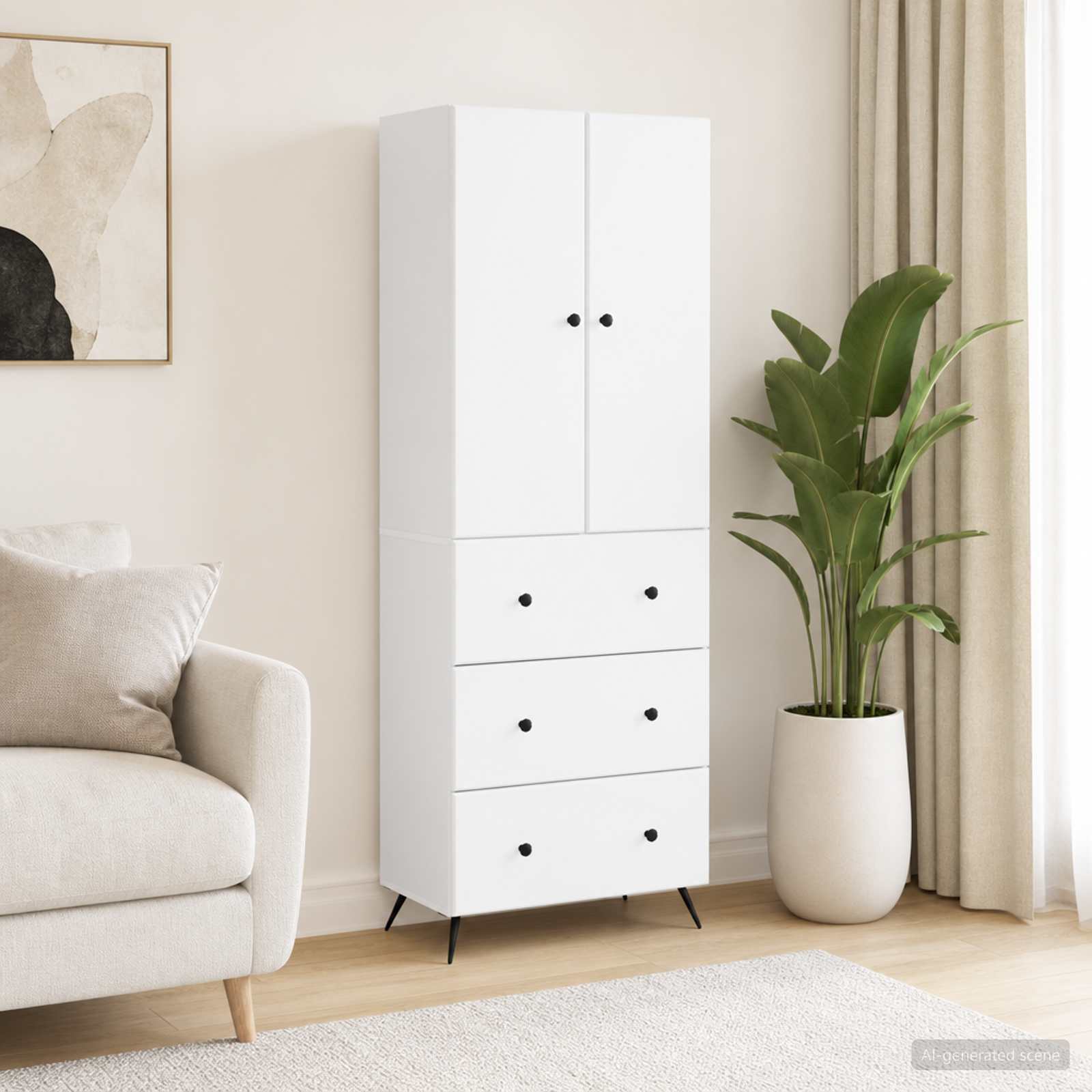 vidaXL Kaappisarja 2 kpl 66 x 34,5 x 90 cm Tekninen puu valkoinen