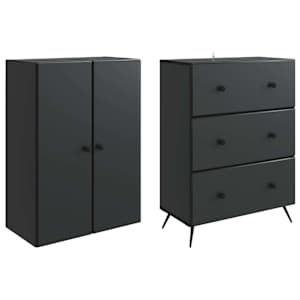 Sada skříněk 2 pcs Černá 66 x 34,5 x 90 cm Kompozitní dřevo - obrázek 3