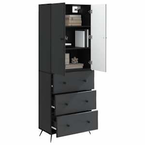 Sada skříněk 2 pcs Černá 66 x 34,5 x 90 cm Kompozitní dřevo - obrázek 2