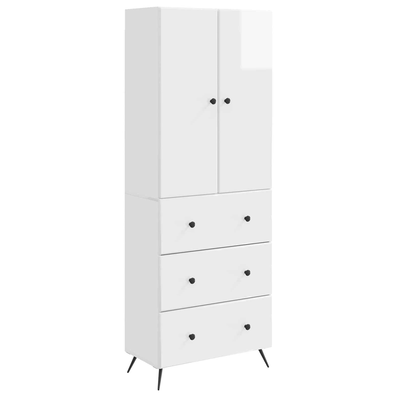 Σέτ Ντουλαπιών 2 pcs Γυαλιστερό Λευκό 66 x 34,5 x 90 εκ