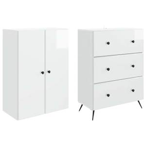 Sada skříněk 2 pcs Bílá s vysokým leskem 66 x 34,5 x 90 cm - obrázek 3
