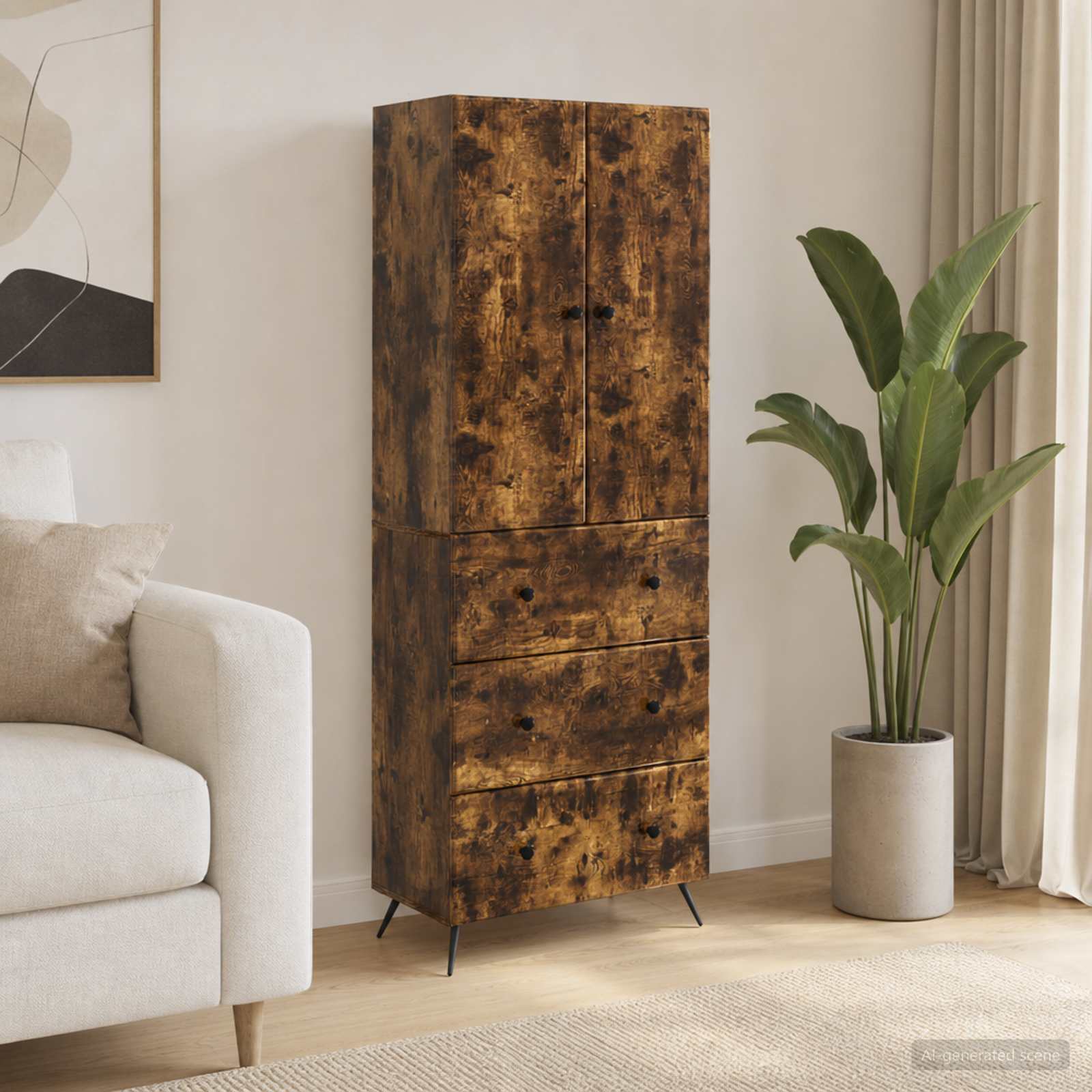 Kaappisarja 2 pcs Savutammi 66 x 34,5 x 90 cm Tekninen puu