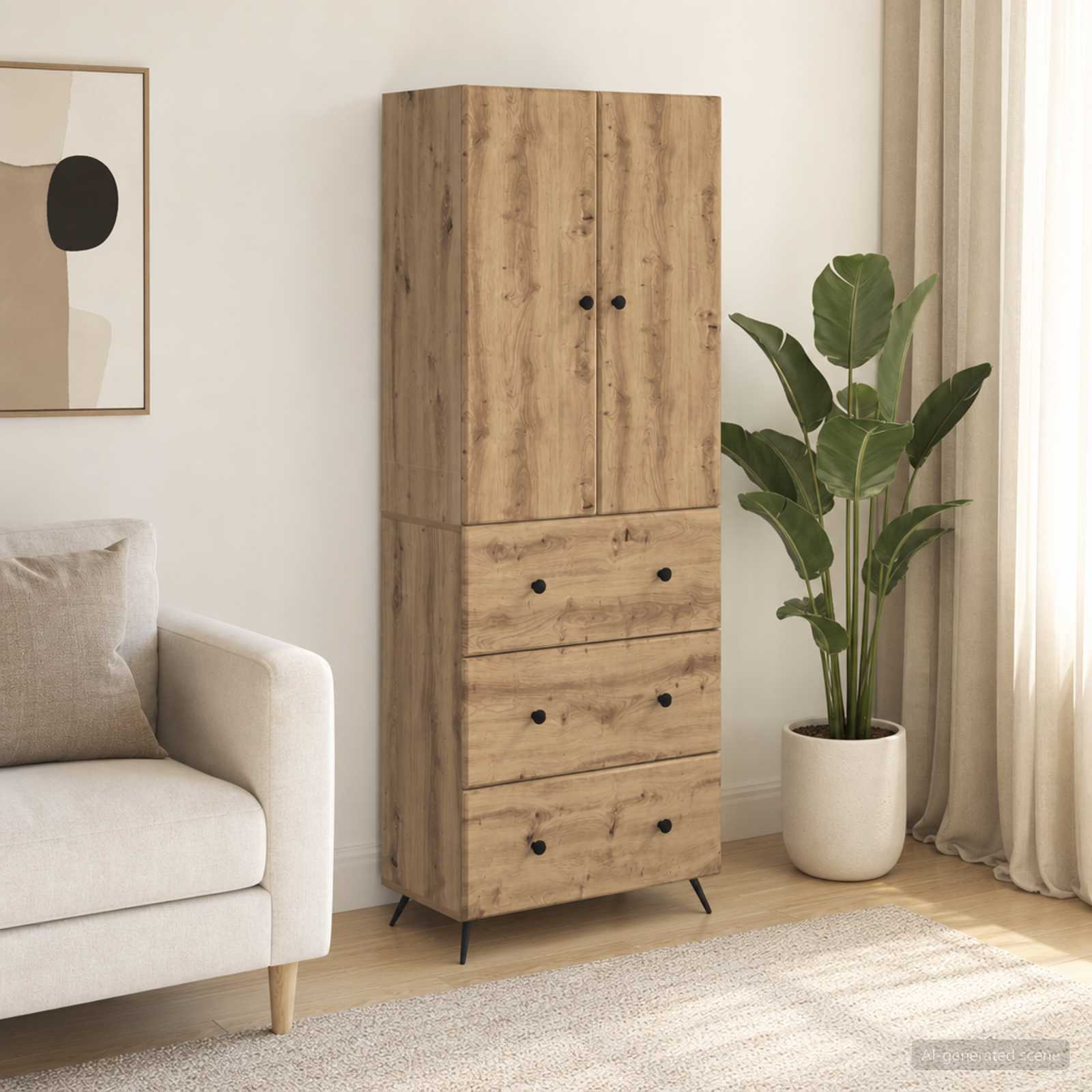 vidaXL Set omar 2 pcs Artisan hrast 66 x 34,5 x 90 cm Inženirski les