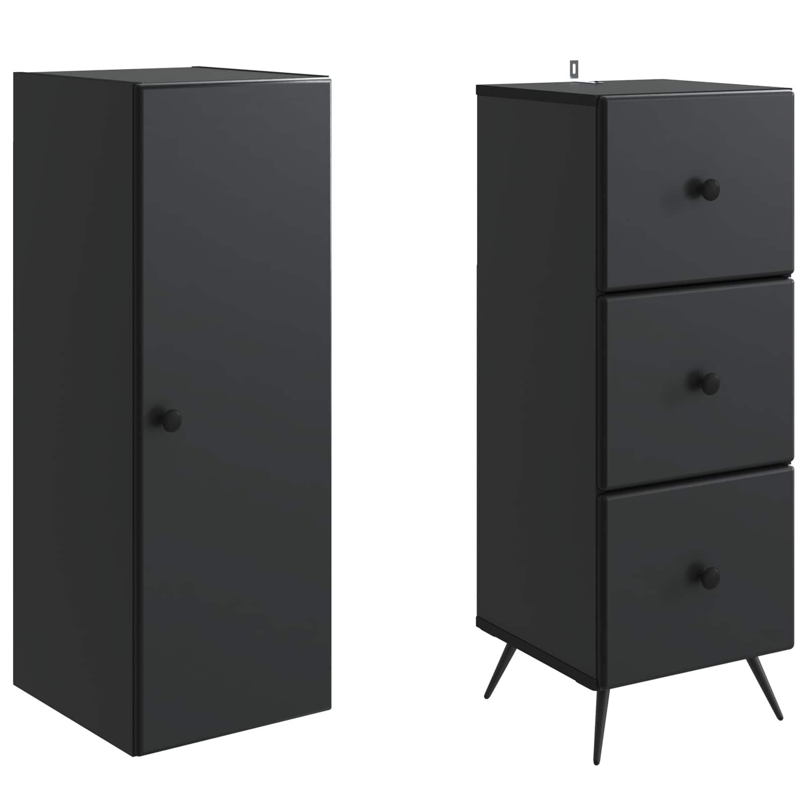 Kaappisarja 2 pcs Musta 34,5 x 34,5 x 90 cm Tekninen puu - Image 3