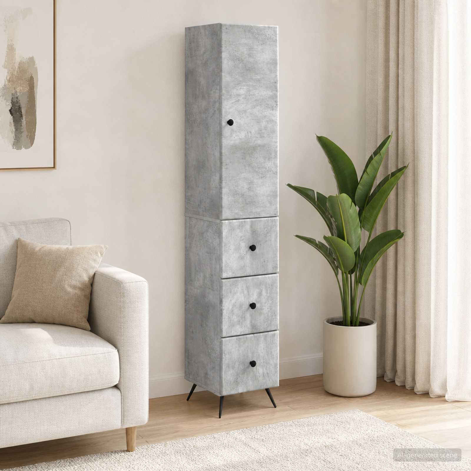 Kaappisarja 2 pcs Betoninharmaa 34,5 x 34,5 x 90 cm