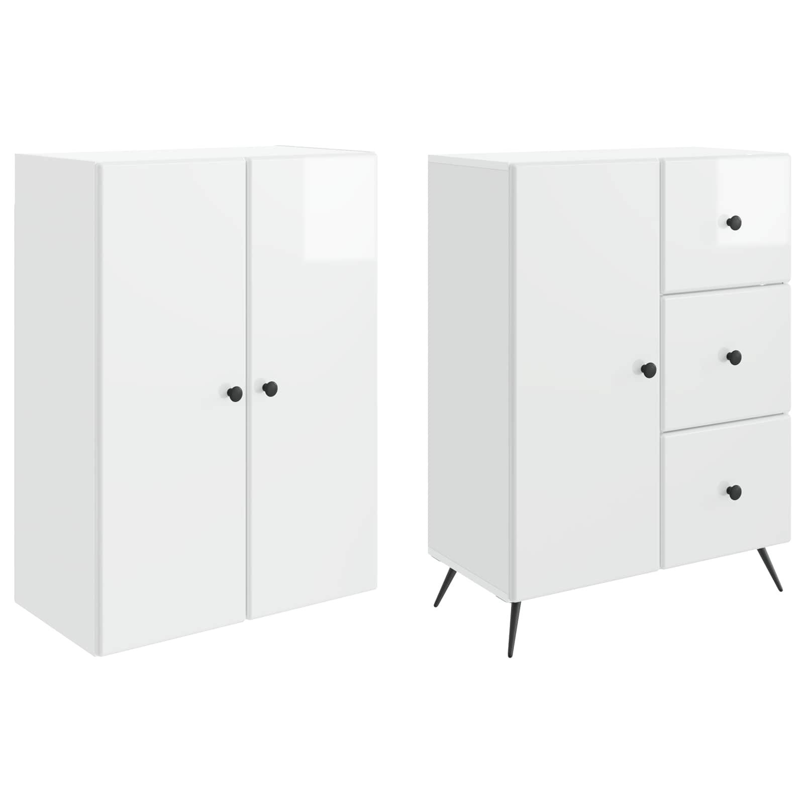 vidaXL Schrankset 2 pcs Hochglanz Weiß Holzwerkstoff – Bild 3