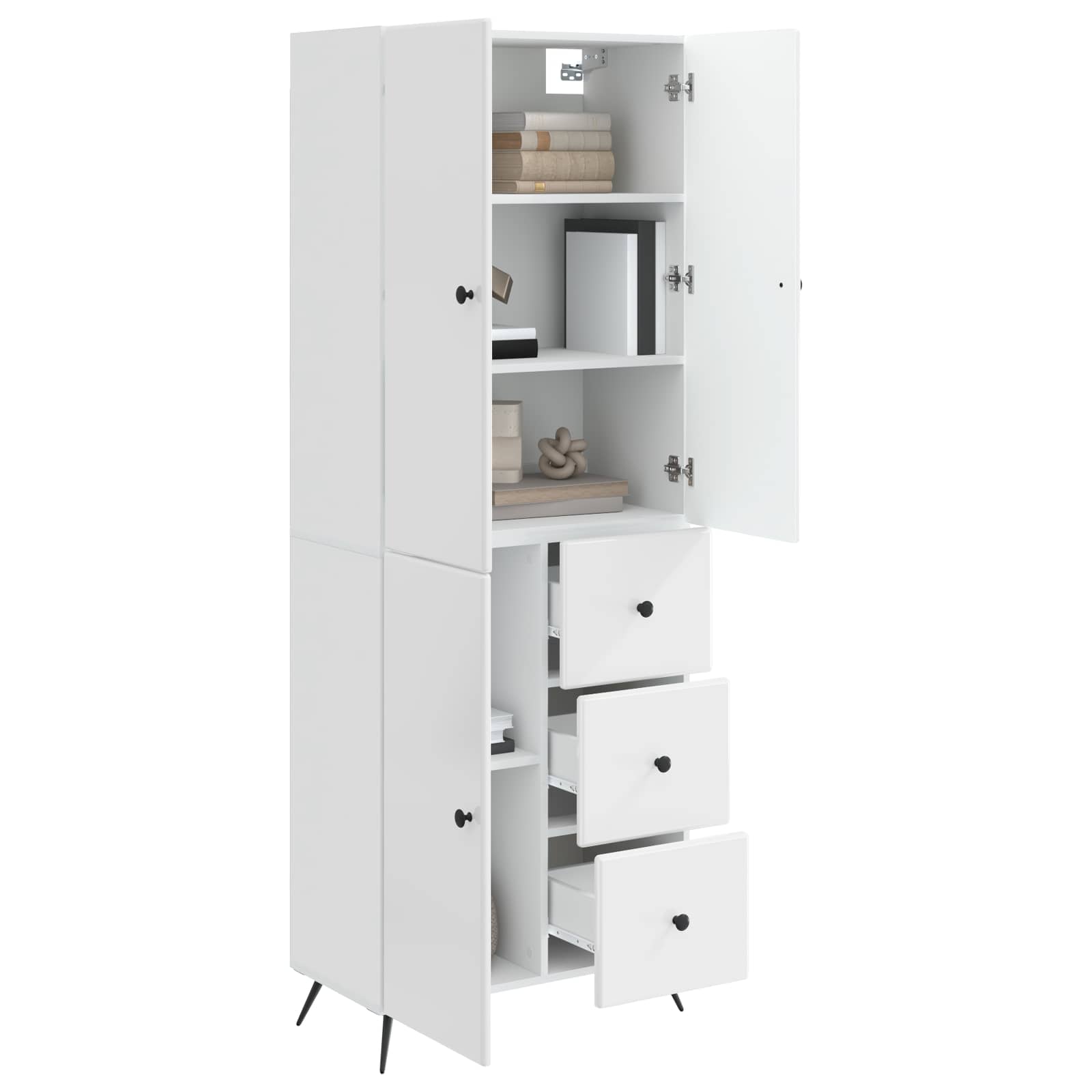 vidaXL Schrankset 2 pcs Hochglanz Weiß Holzwerkstoff – Bild 2