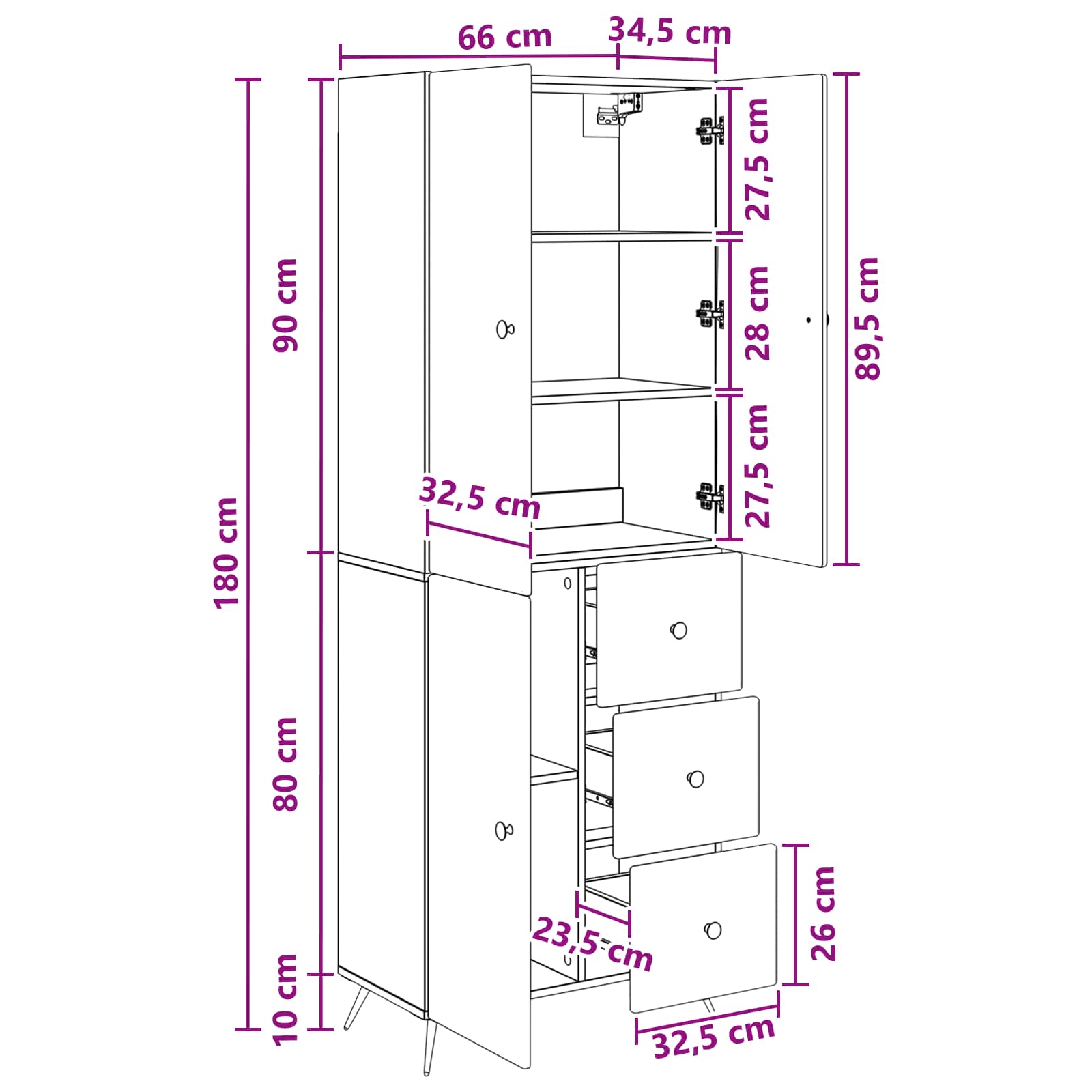 vidaXL Schrankset 2 pcs Hochglanz Weiß Holzwerkstoff – Bild 8