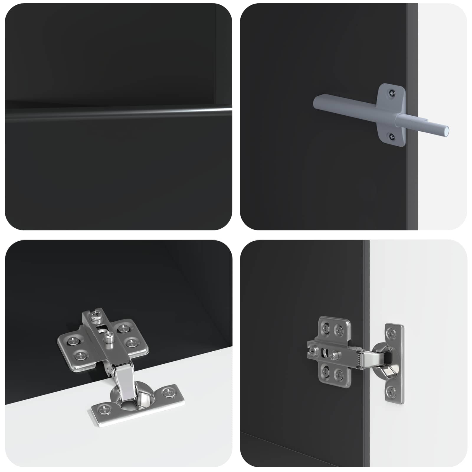 5 osan LED TV-kaappi Musta Tekninen puu - Image 5