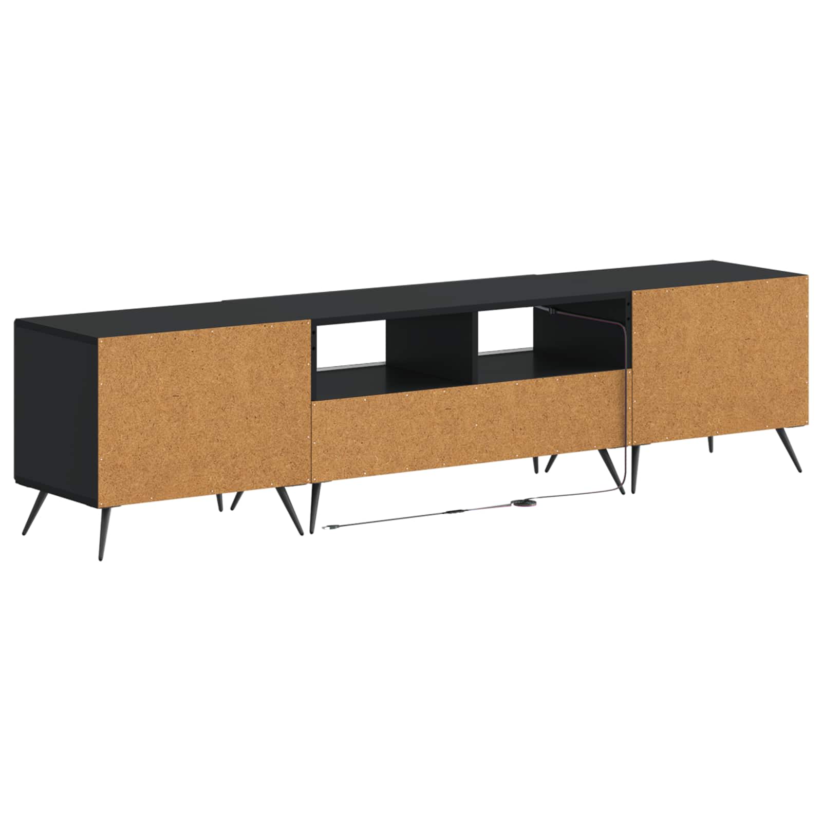 5 osan LED TV-kaappi Musta Tekninen puu - Image 4