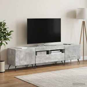 5-delna LED TV omarica Betonsko siva Inženirski les