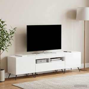 5-delna LED TV omarica Bela visok sijaj Inženirski les