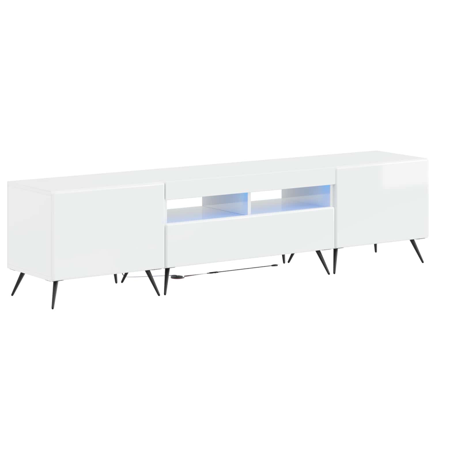 5 osan LED TV-kaappi Korkeakiiltoinen valkoinen Tekninen puu