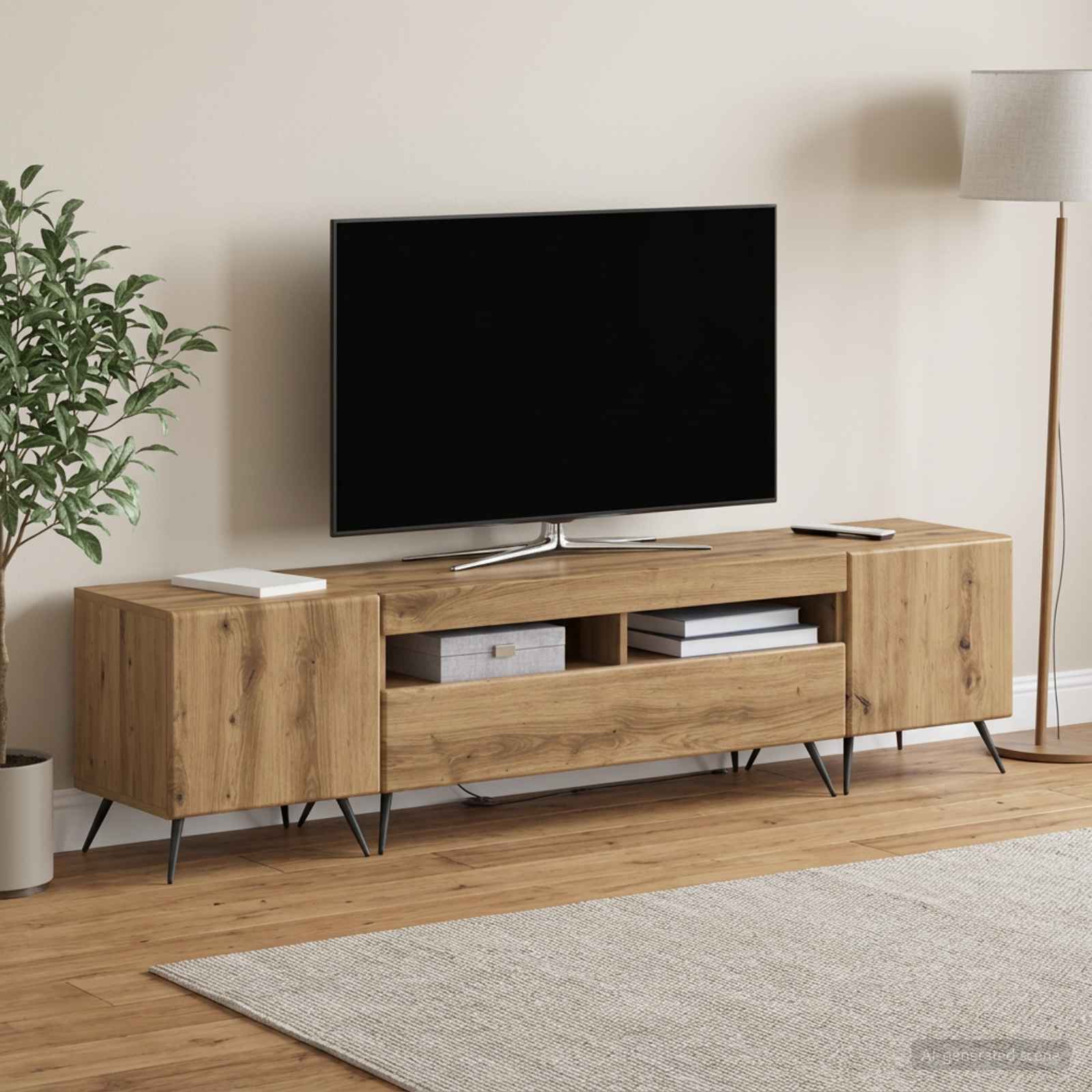 5-delna LED TV omarica Artisan hrast Inženirski les