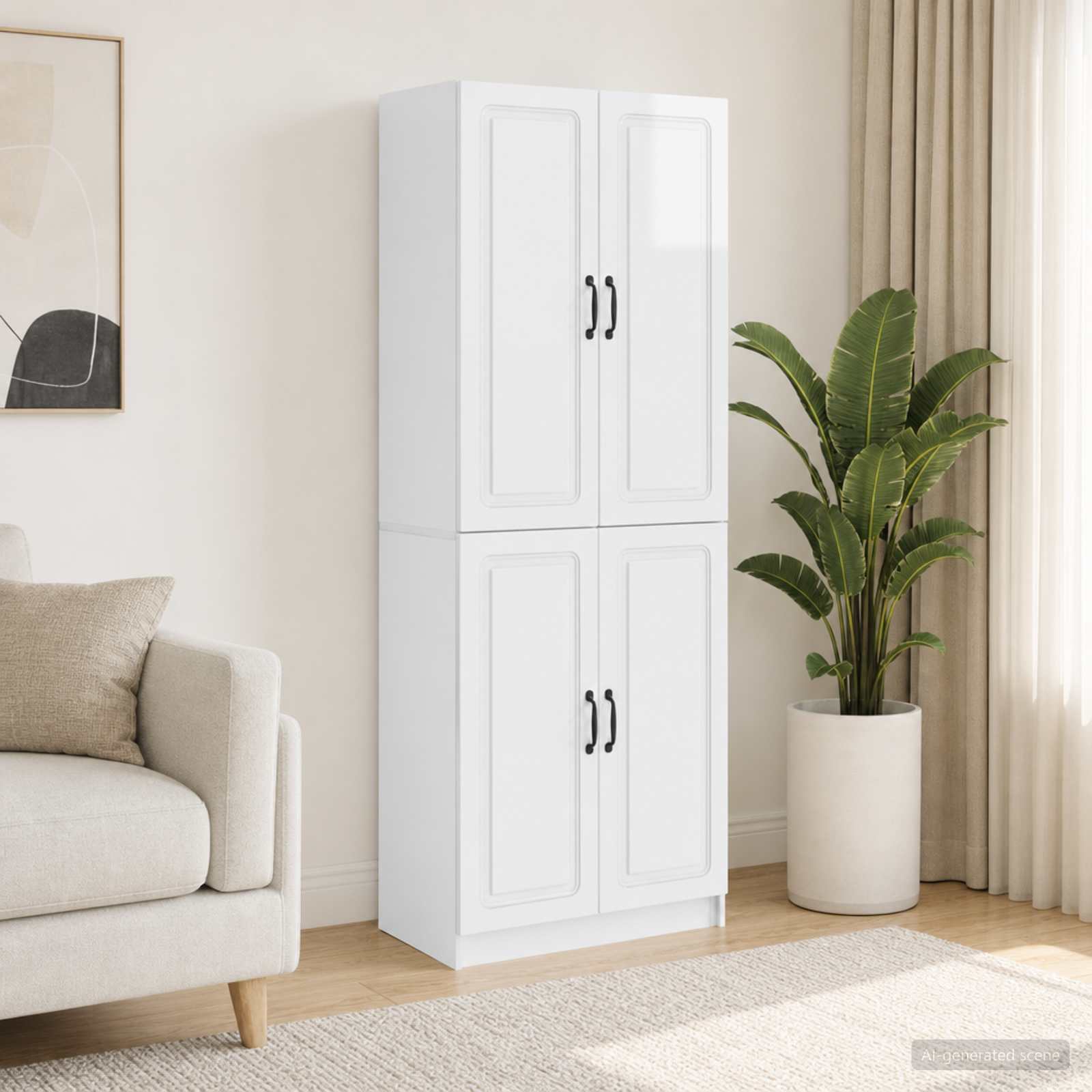 Kastenset 2 pcs Hoogglans Wit Bewerkt hout – afbeelding 1