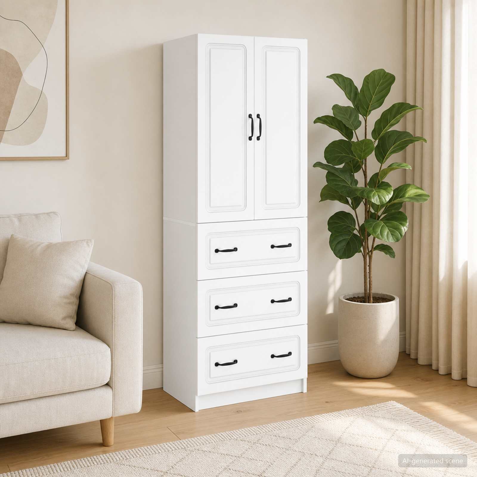 vidaXL Kaappisarja 2 kpl 66 x 34,5 x 87 cm Tekninen puu valkoinen