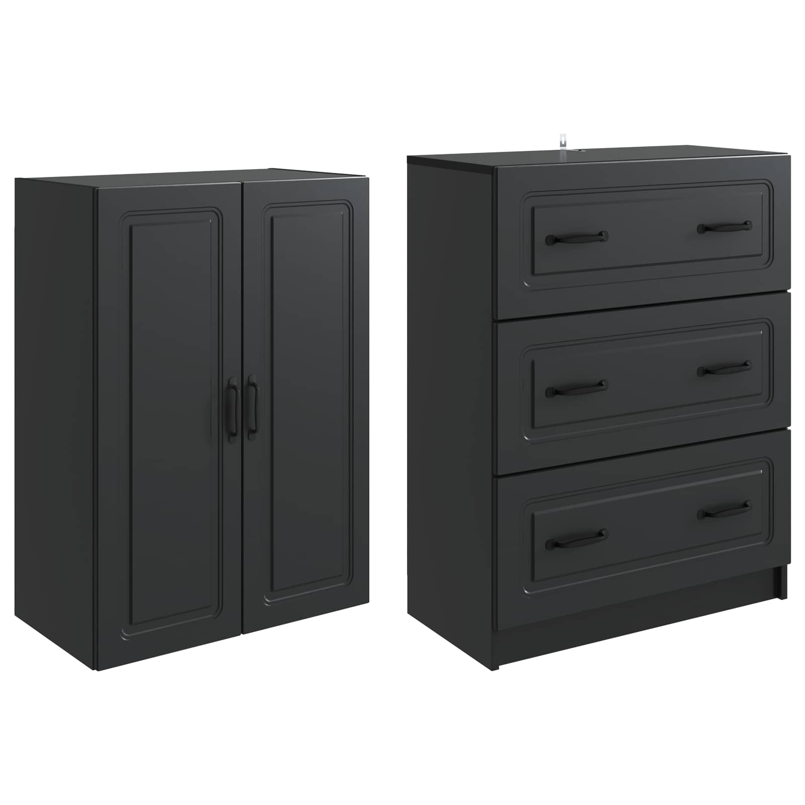 Kaappisarja 2 pcs Musta 66 x 34,5 x 87 cm Tekninen puu - Image 3